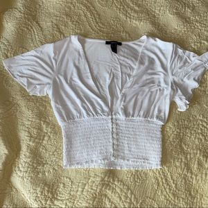 White flowy crop top